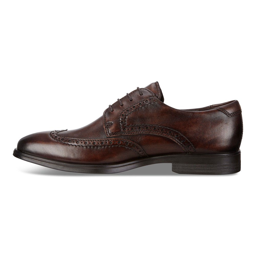 ECCO Mens Dress Shoes Brown - Melbourne Wingtip Tie - RLK-851923